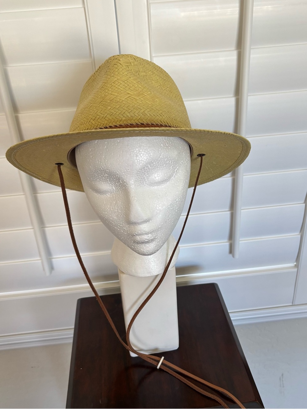 Pantropic Authentic Raffia Straw Fedora with Adjustable Chin Strap NWT. Size L